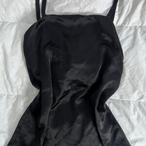 Vintage black satin top blouse